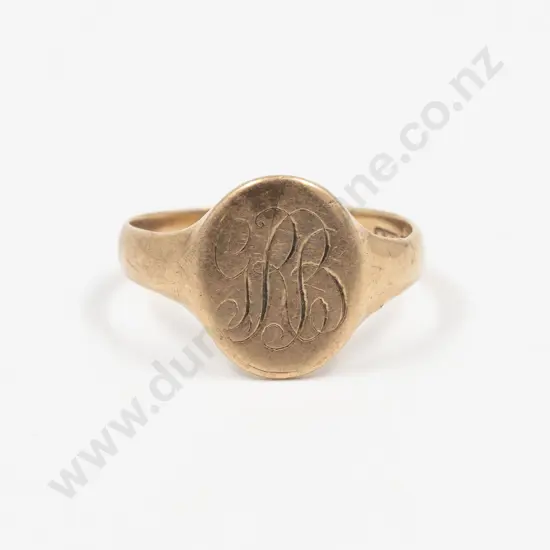 9ct Initialed Signet Ring
