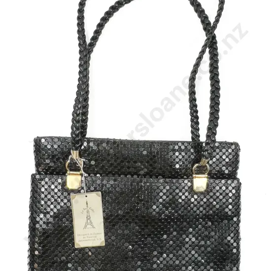 Vintage Designed in France Black Mesh Handbag