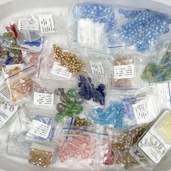 Quantity Various Coloured Crystal & Other Beads