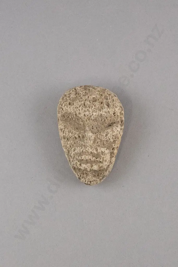 A Rare Carved Pumice Whakapakoko (Head) Image 1++