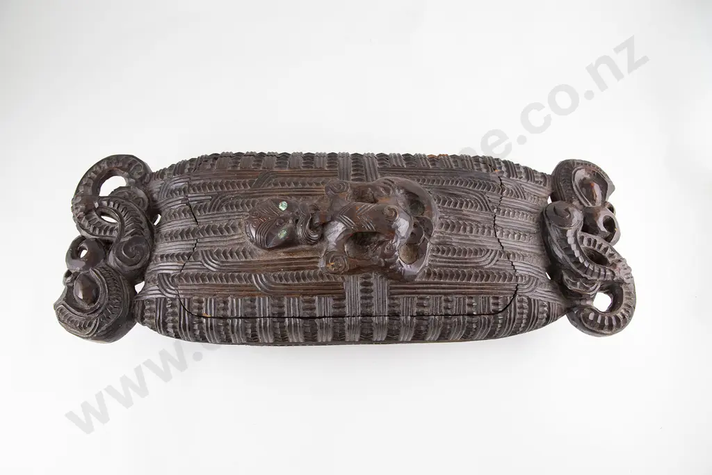 A 20th Century Ngati Tarawhai Carved Wakahuia (Treasure Box) Image 1++
