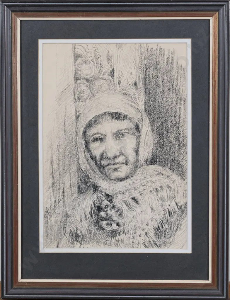 Karl Sim Two Charcoal Portraits Image 1++