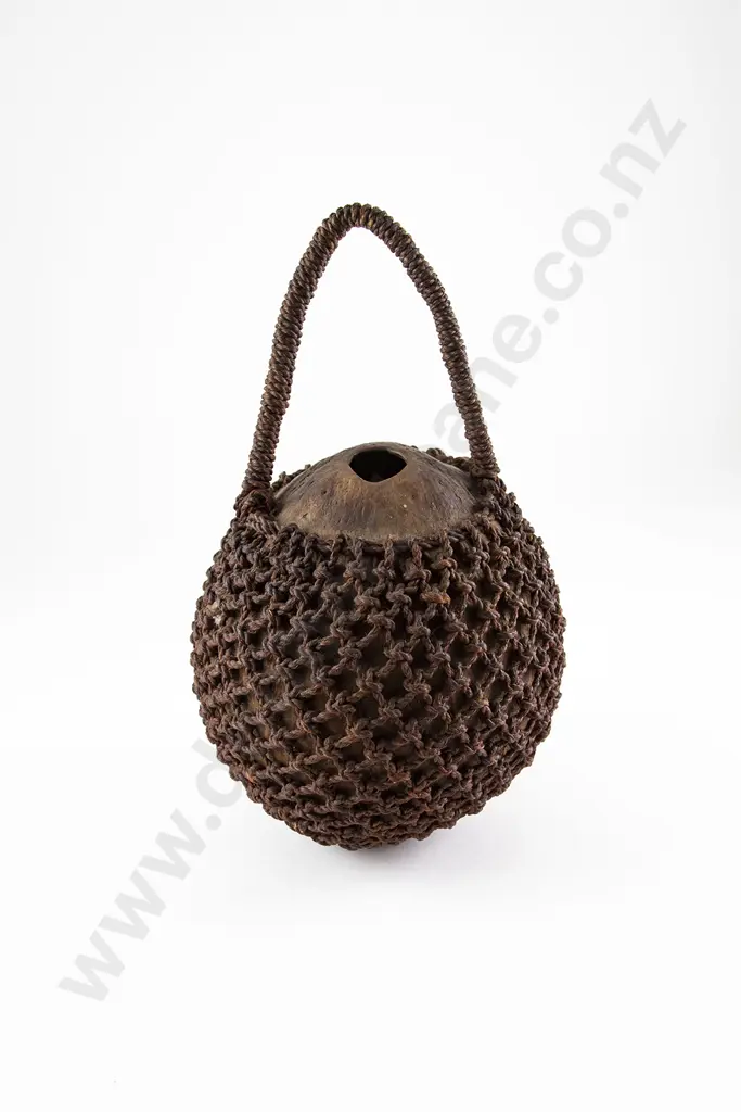 Calabash With Woven Sennit Casing From Rennell Islands Image 1++