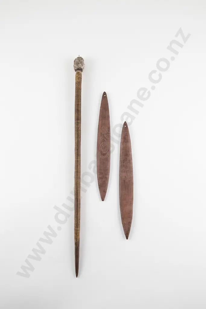 An Aboriginal Pointing Stick (Kurdaitcha) and two Tjurunja Image 1++