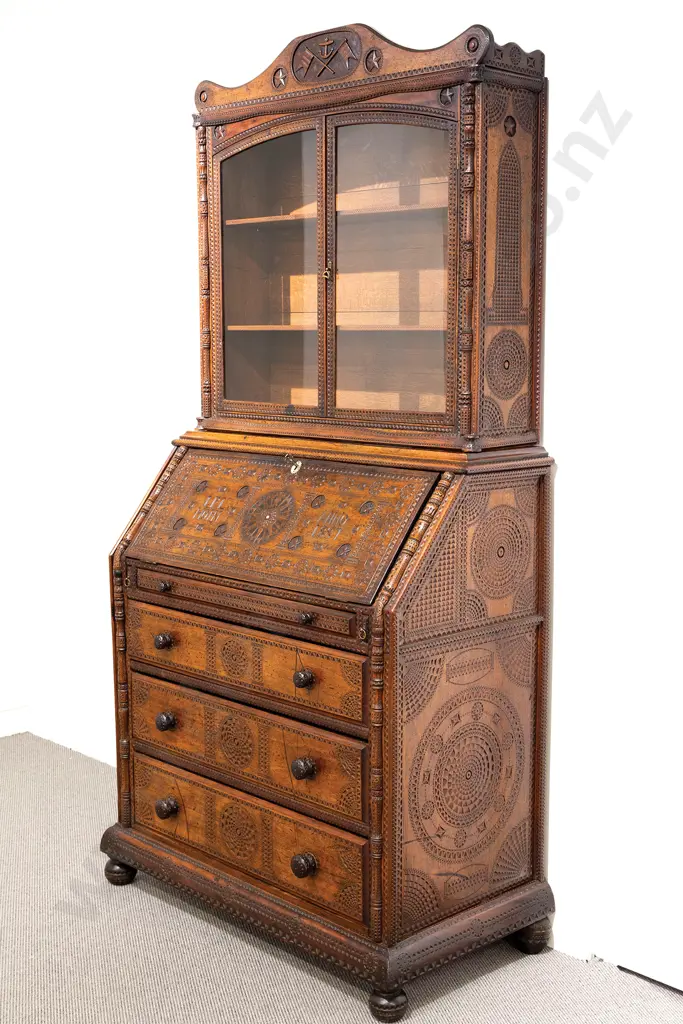 An Exceptional 19th Century Sea Captains Bureau-Cabinet of Danish or Swedish Origin. Image 1++