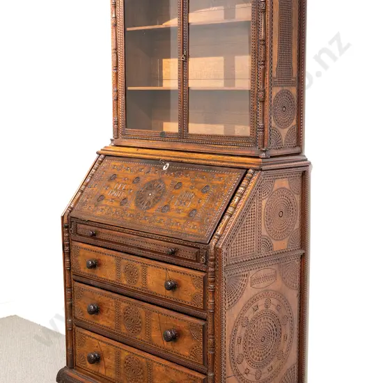 An Exceptional 19th Century Sea Captains Bureau-Cabinet of Danish or Swedish Origin.