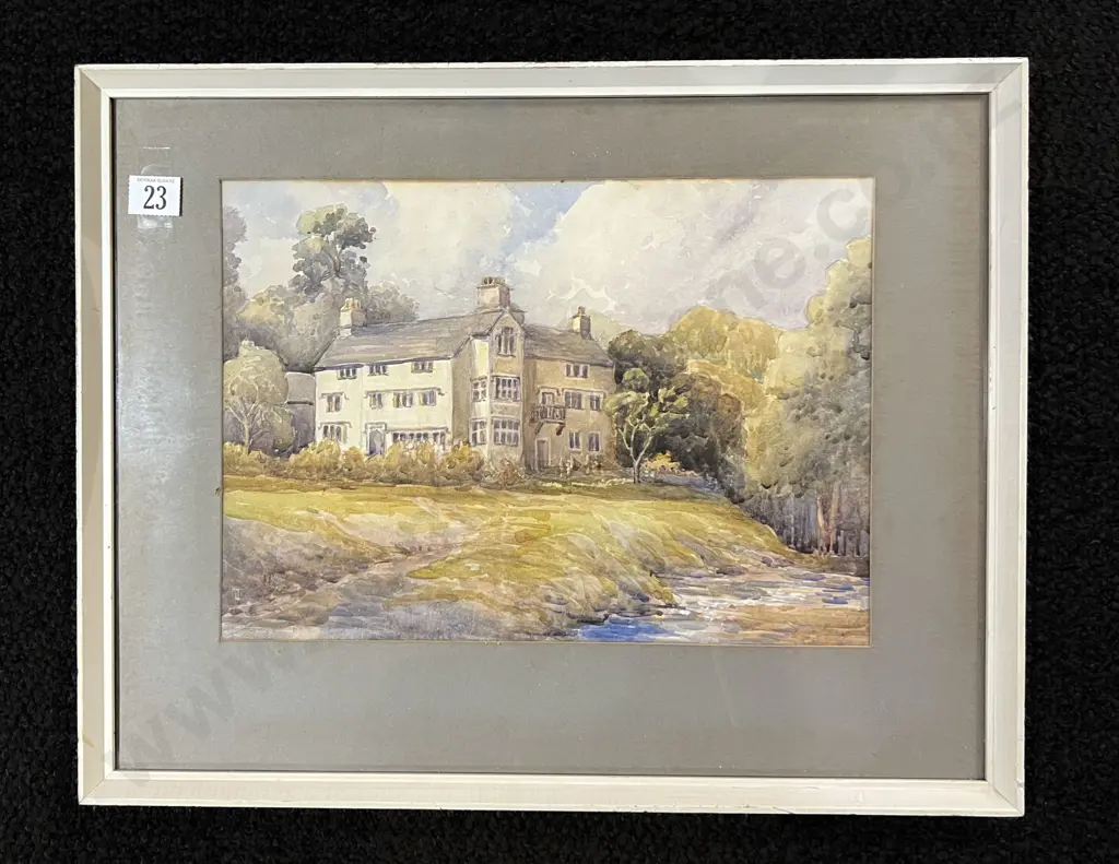 Unsigned English Watercolor of Swarthmoar Hall Image 1++