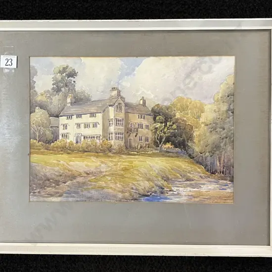 Unsigned English Watercolor of Swarthmoar Hall