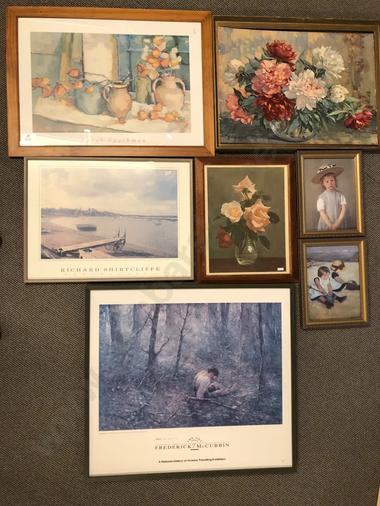 Seven Assorted Framed Prints and Originals Image 1++