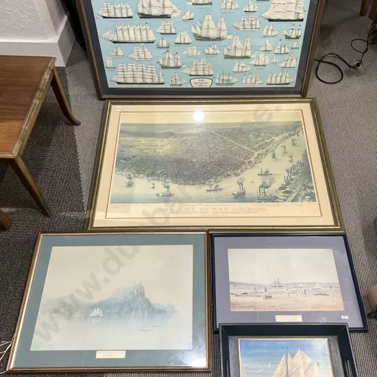 Two Large Framed Nautical Prints Together With Four Smaller Prints (6)