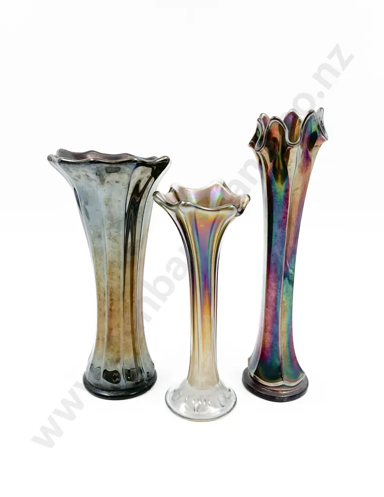Three Carnival Glass Vases Image 1++