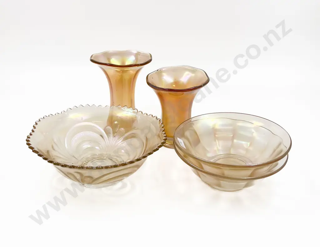 Five Pieces of Assorted Carnival Glass Image 1++