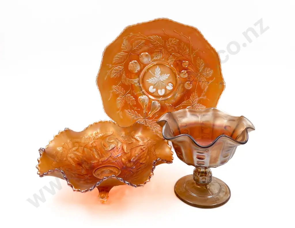 Three Pieces of Assorted Carnival Glass Image 1++