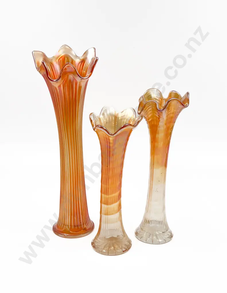 Three Carnival Glass Vases Image 1++