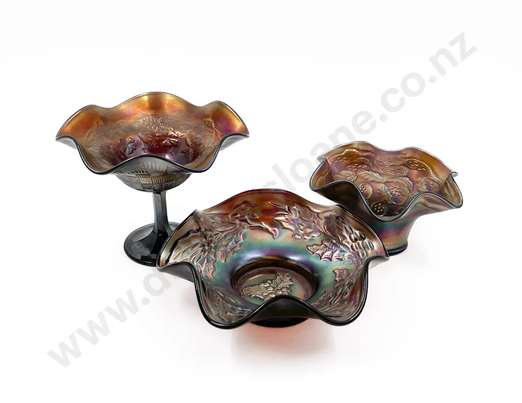 Three Pieces of Assorted Carnival Glass Image 1++