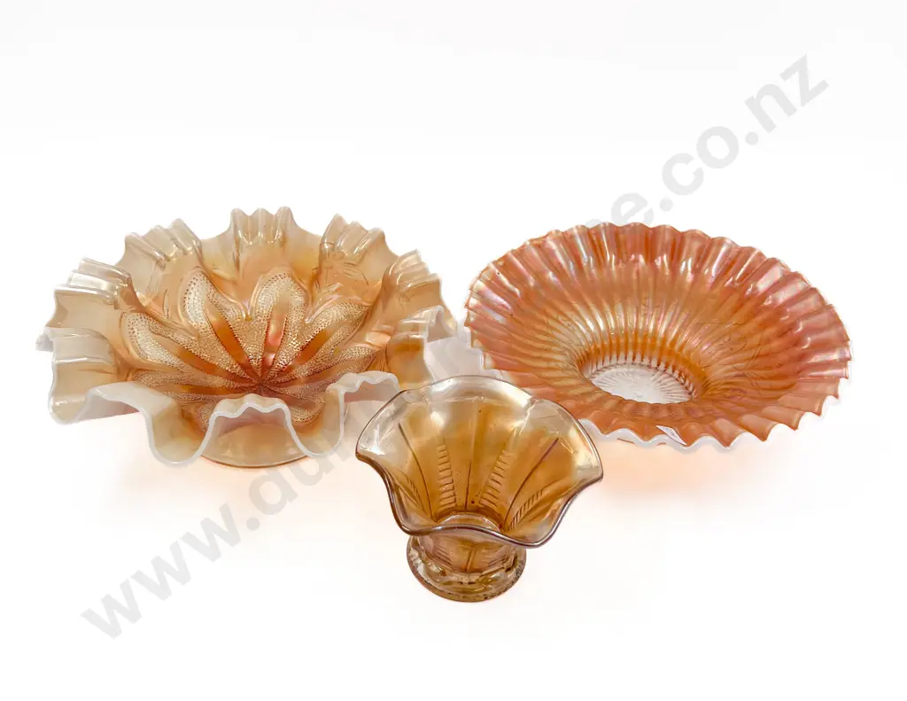 Three Pieces of Assorted Carnival Glass Image 1++