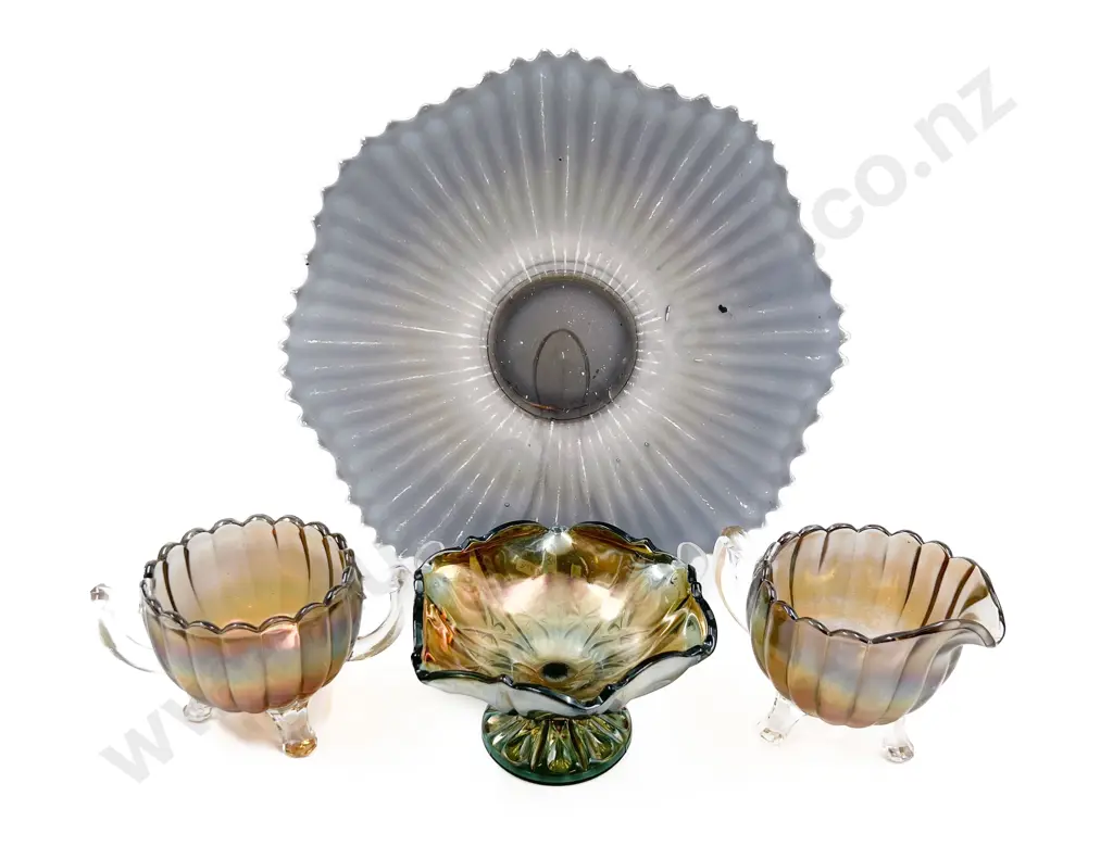 Four Pieces of Assorted Carnival Glass Image 1++