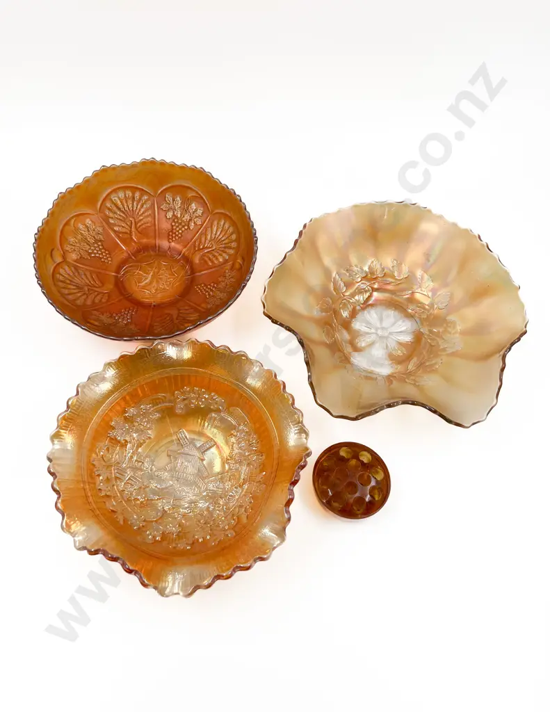 Three Pieces of Assorted Carnival Glass Image 1++