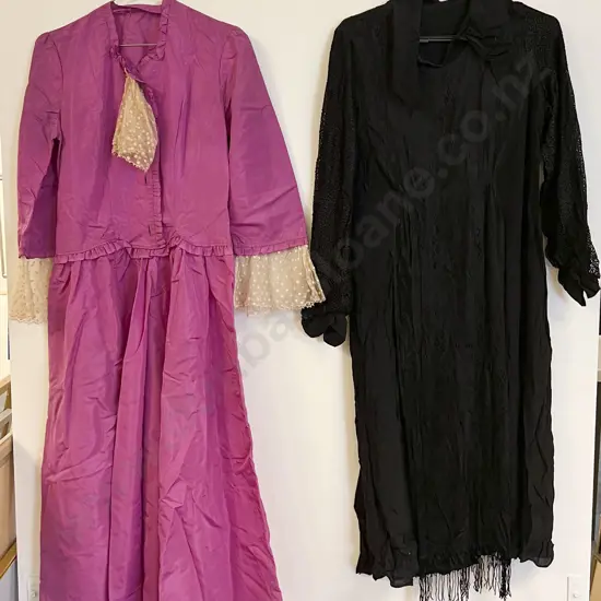 Vintage Black Satin and Lace Dress and Other (2)