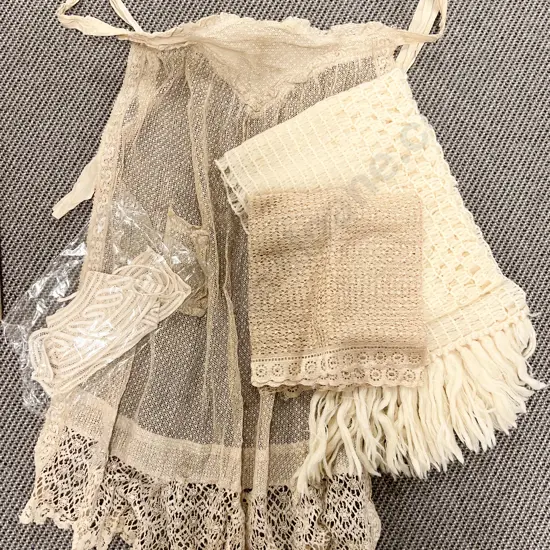 Antique Lace Apron and Selection of Assorted