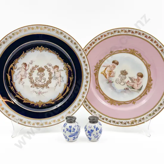 Two French Decorative Plates Together With Rosenthal Salt And Pepper Shakers