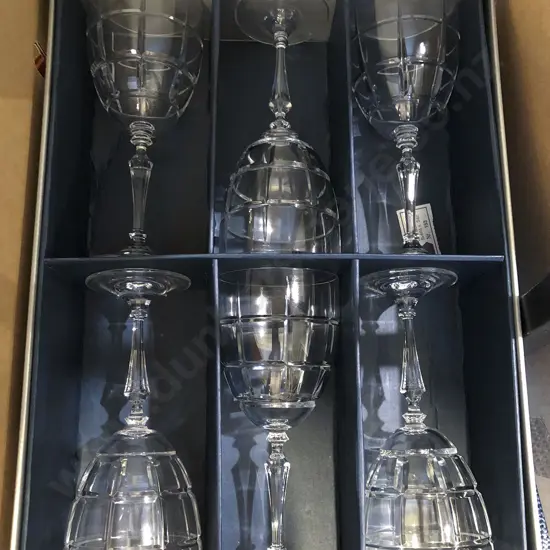 Two Boxed Bohemia Crystal Six Pack of Wine Glasses