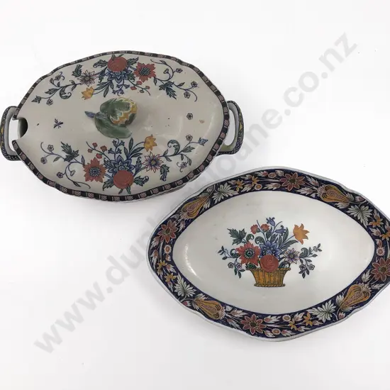 Small Wedgewood Tureen and Dish Together with Large Doulton Footed Bowl (Faults)