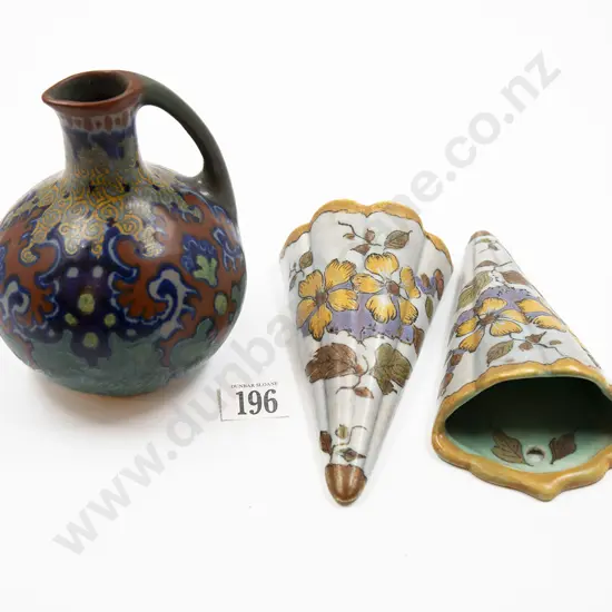 Three Pieces of Gouda Including Wall Pockets and Small Jug