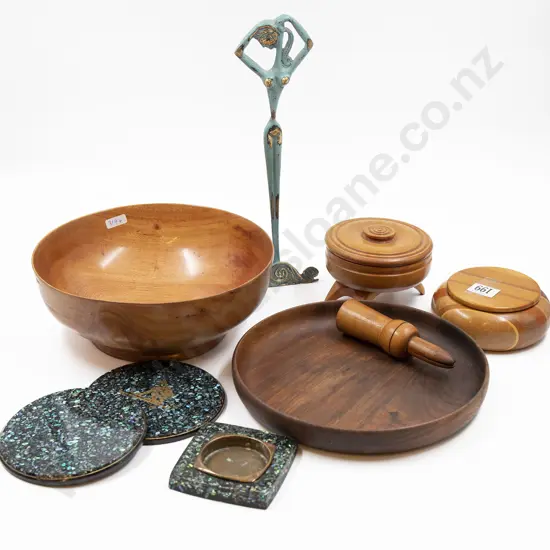 Small Qauntity of Assorted Woodware Including Paua Coasters
