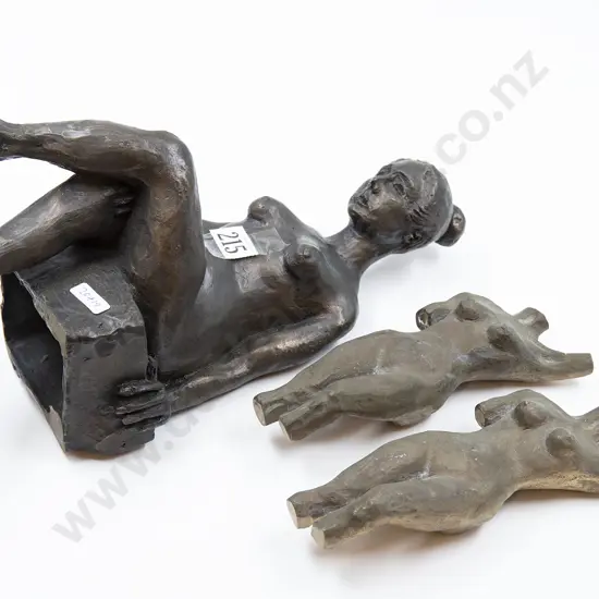 Bronze Statue of Lady Sitting Together with Two Others