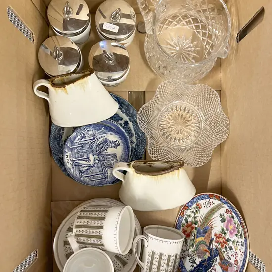 Box of Assorted Including Crystal and Tea China