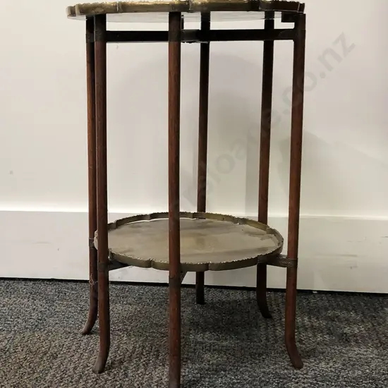 Two Tier Brass Top Folding Occasional Table
