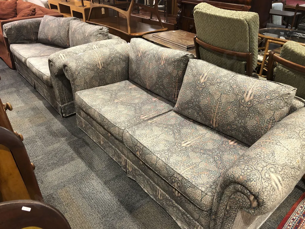 Pair of Liberties Pattern Two Seater Sofas Image 1++