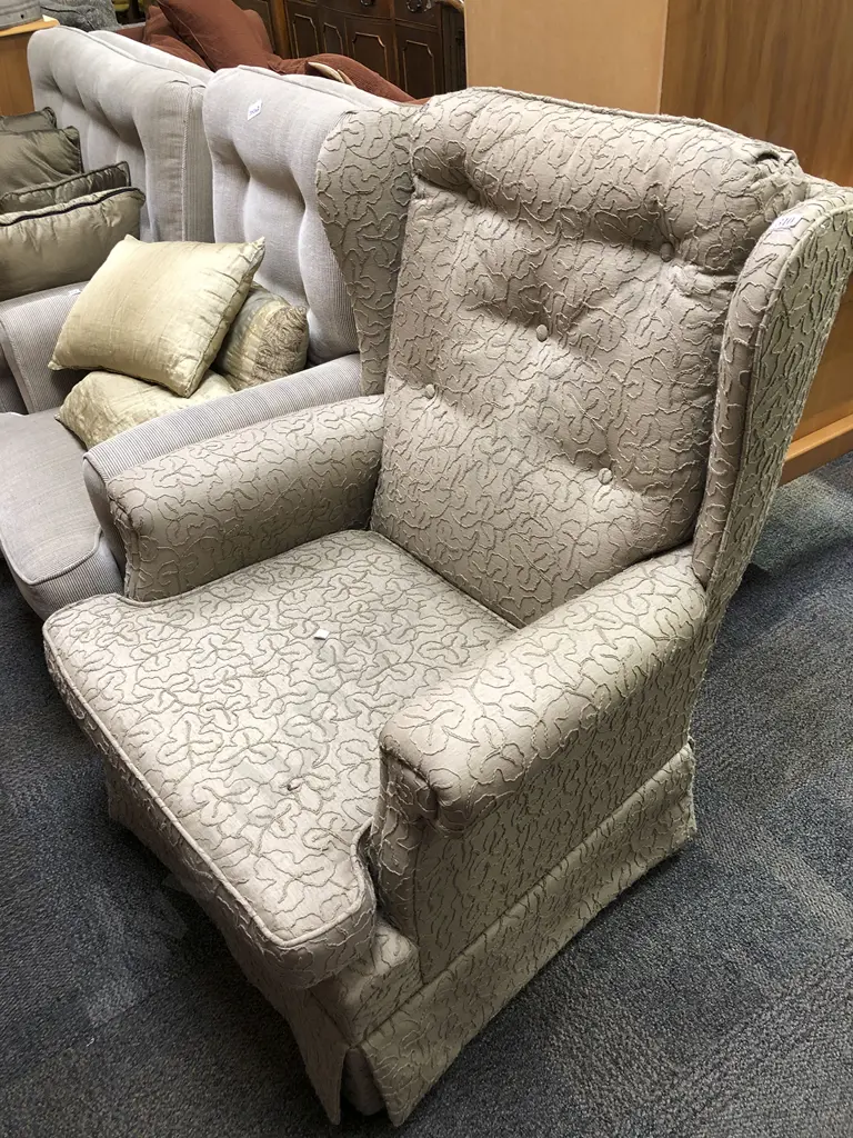 Upholstered Wingback Armchair Image 1++