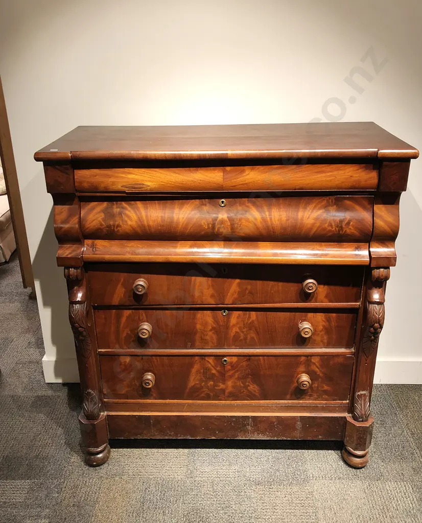 Victorian Flame Mahogany Chest of Drawers Image 1++