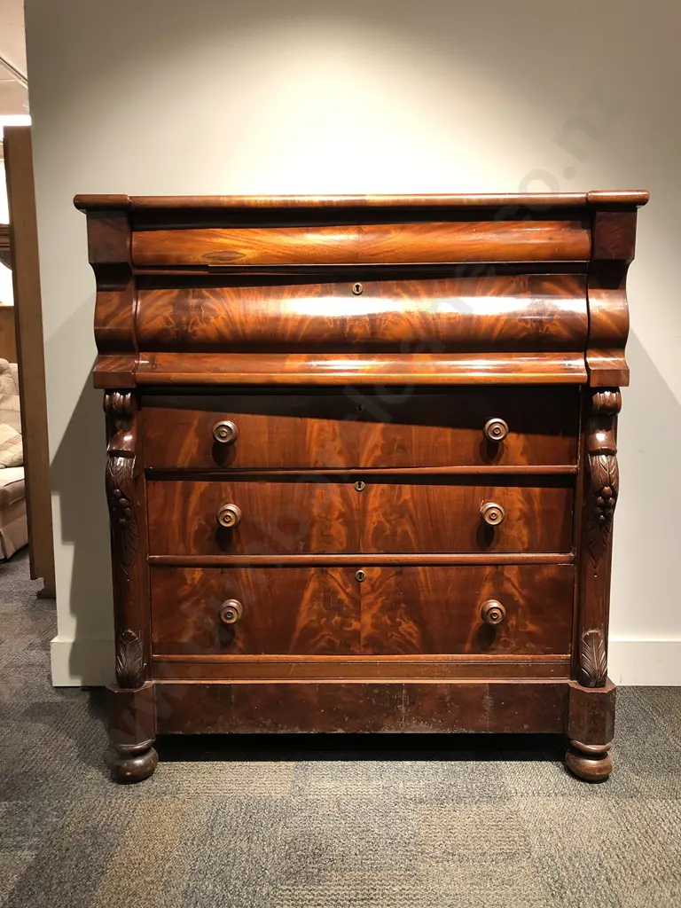 Victorian Flame Mahogany Chest of Drawers Image 1++