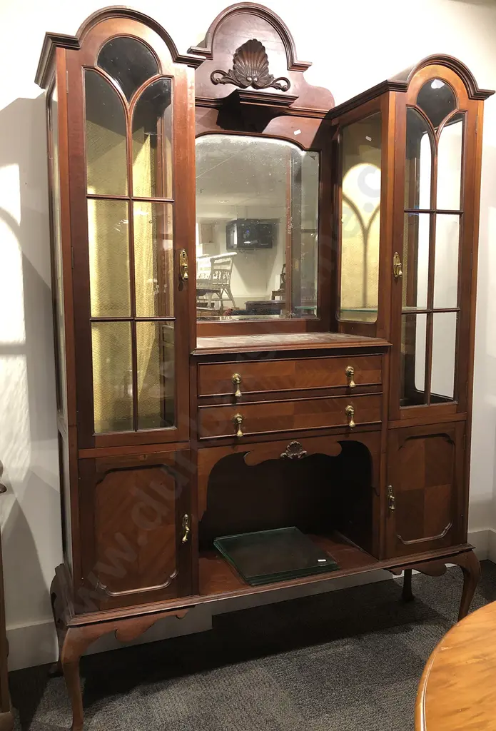 Edwardian Glazed Door Mirror Back Display Cabinet (Faults) Image 1++