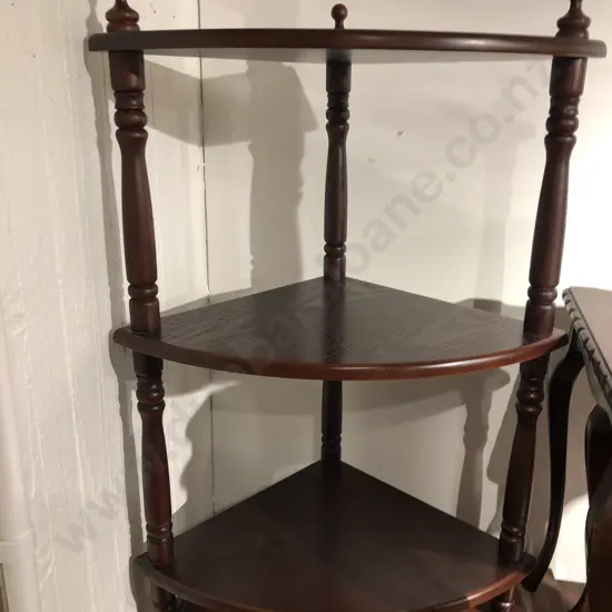 Three Piece Nest of Tables Together with Three Tier Corner What-not