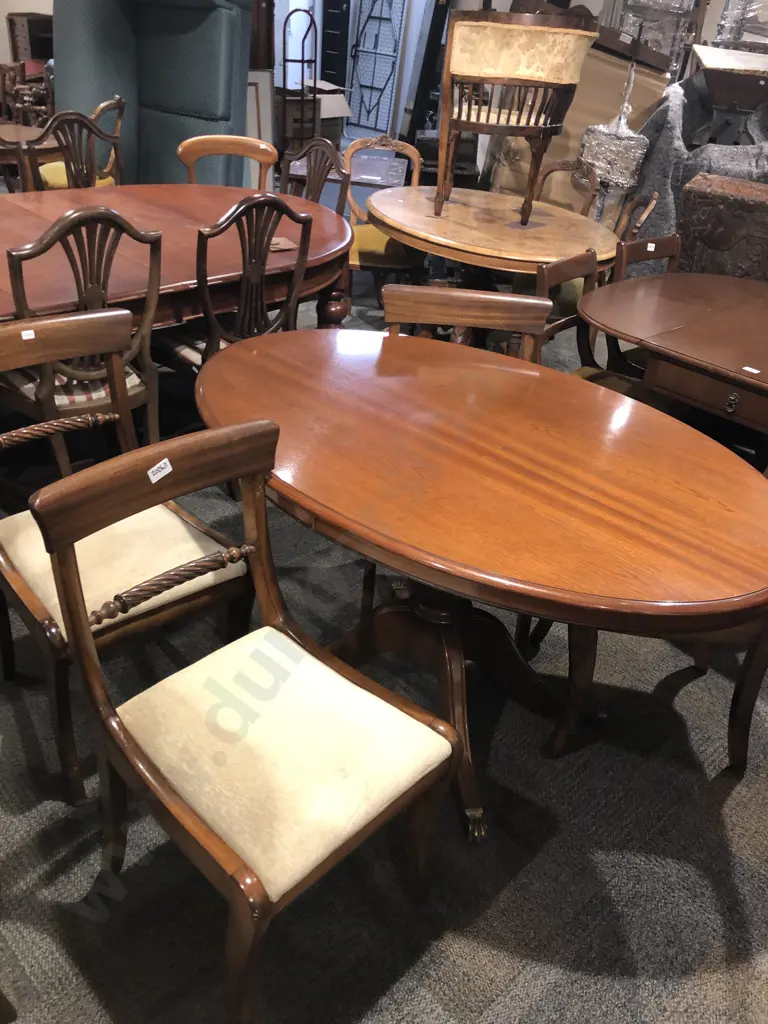 Mahogany Oval Dining Table Together with Four Dining Chairs Image 1++