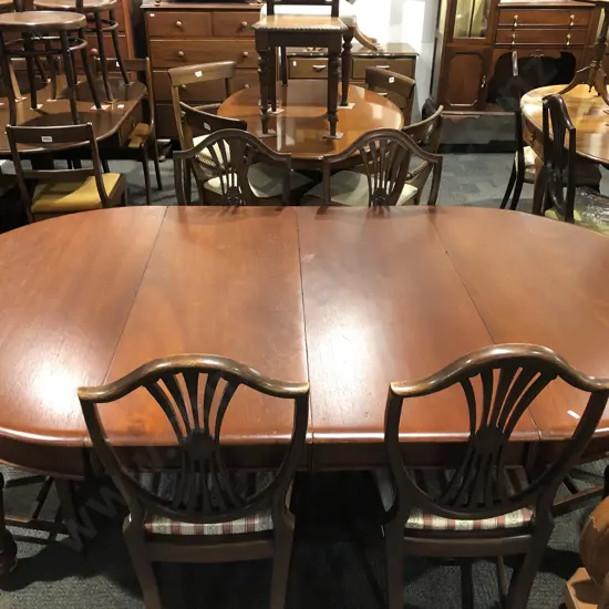 Extension Dining Table Together with Six Reduction Hepplewhite Dining Chairs