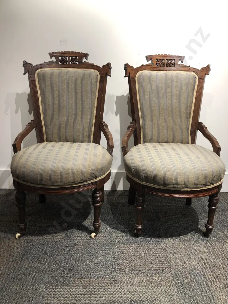 Pair of Victorian Grandmother Chairs Image 1++