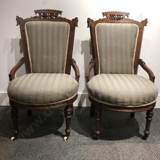 Pair of Victorian Grandmother Chairs