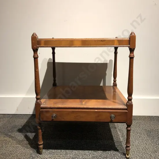 Single Drawer Two Tier Burr Walnut Side Table