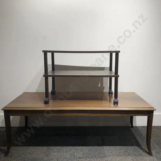 Rectangular Coffee Table with Small Two Tier Trolley