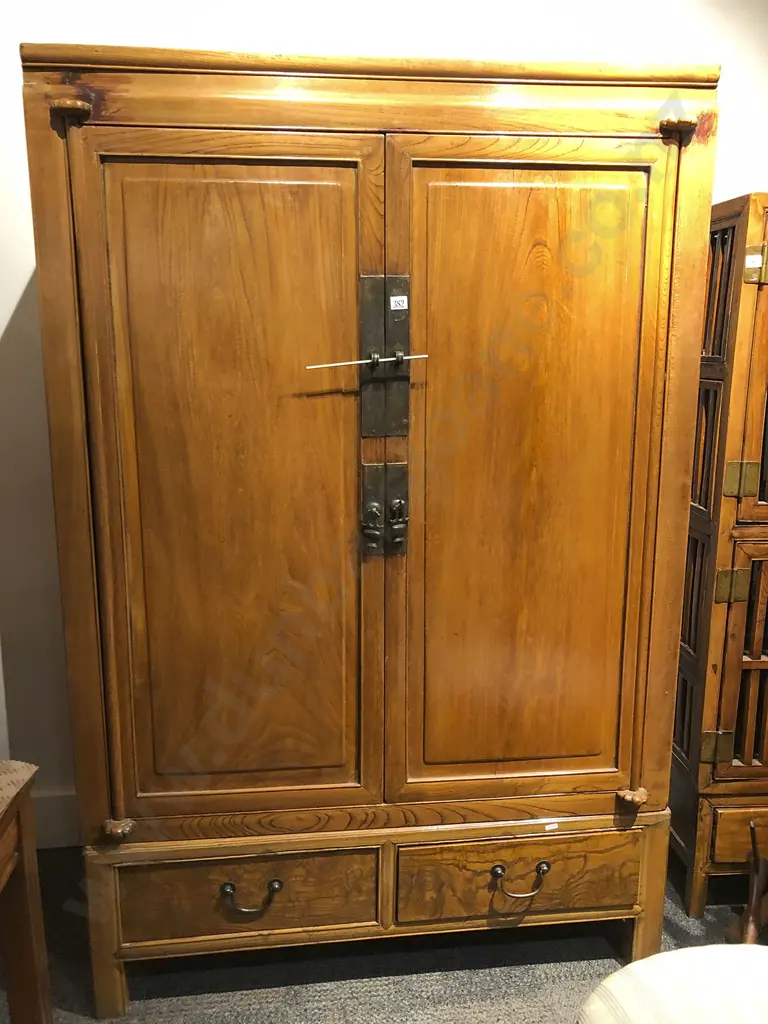 Chinese Fruitwood Two Drawer Cabinet Image 1++
