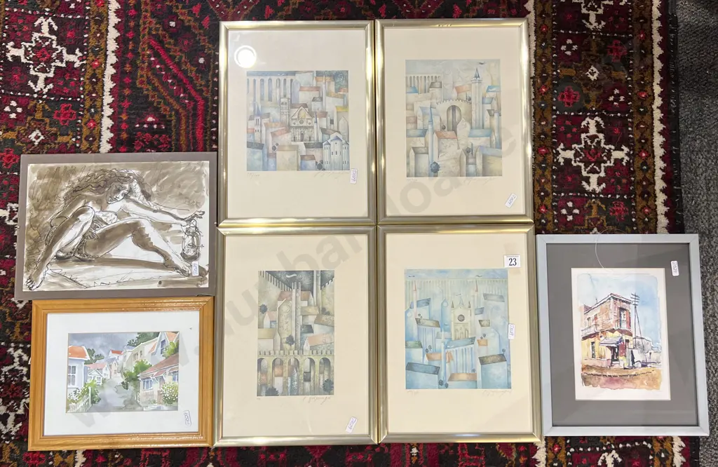 Four Paolo Grimaldi Limited Edition Prints Together With Three Small Watercolors (7) Image 1++