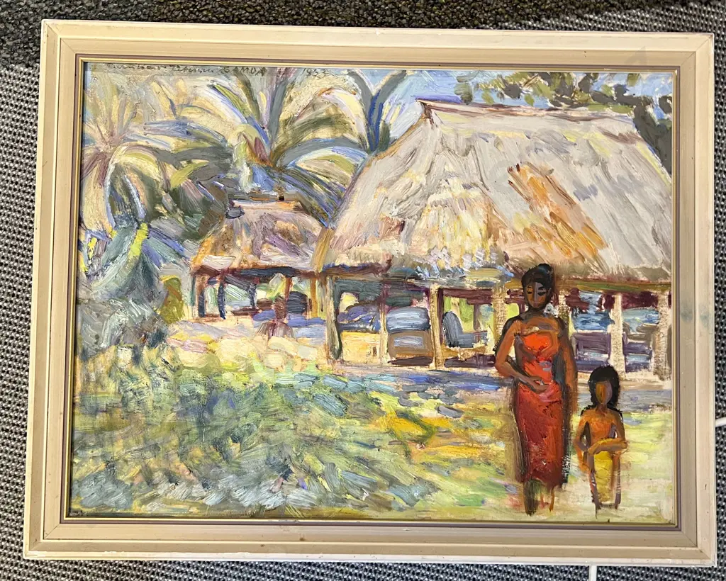 Unsigned Samoan Village Scene Oil Image 1++
