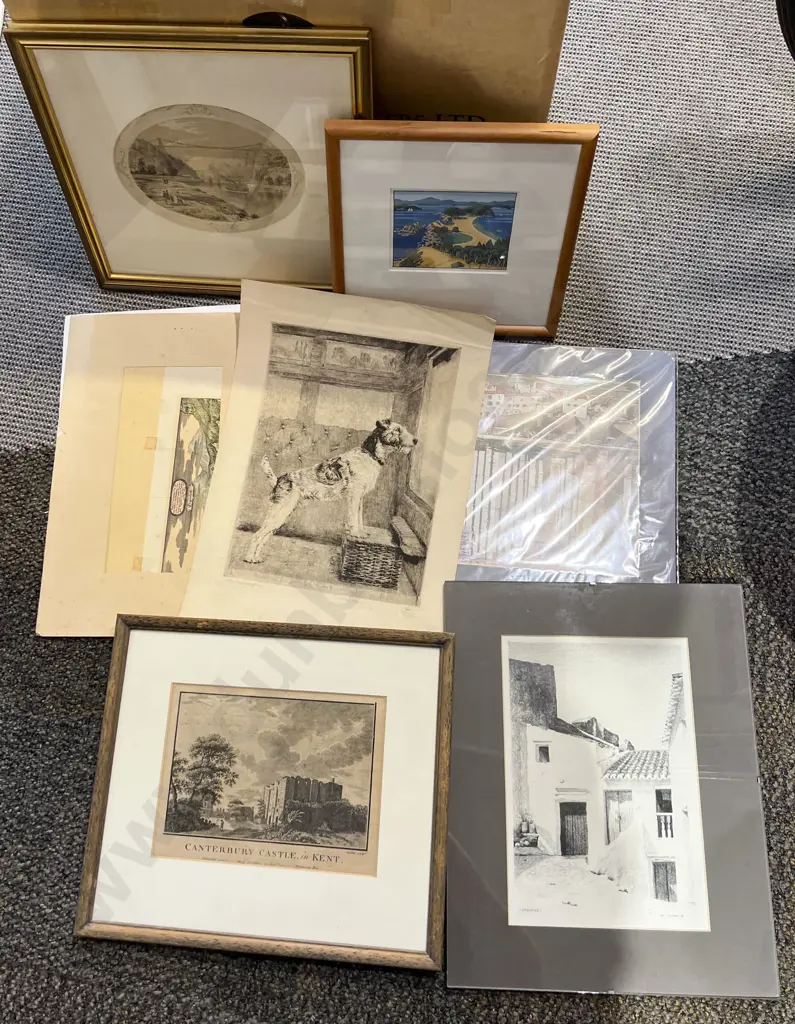 Small Box Quantity of Assorted Loose and Framed Prints and Originals Image 1++