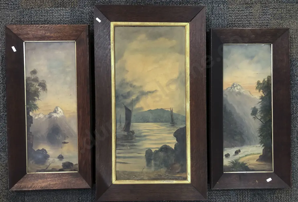 Three Oak Framed Vintage Prints Image 1++