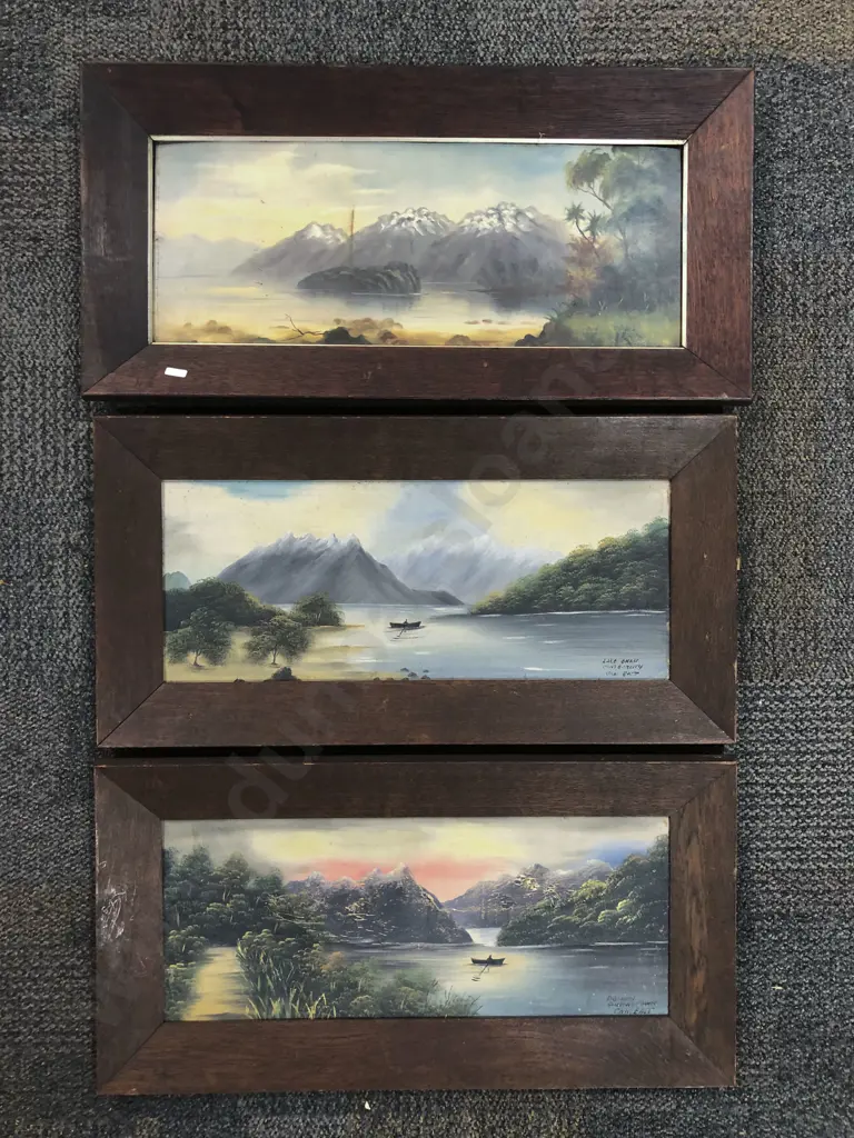 Three Vintage Oak Framed Prints Image 1++